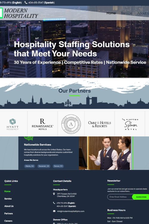 MHI Wix templates for modern hospitality Business